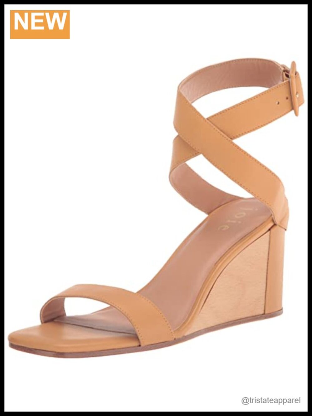 Womens Leather Wedge Sandal Ankle Strap Memory Foam Comfort